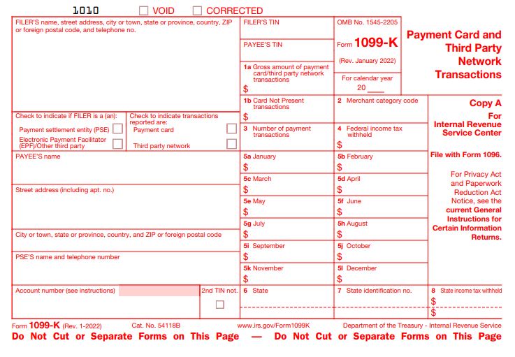 IRS Form 1099-K for 2022